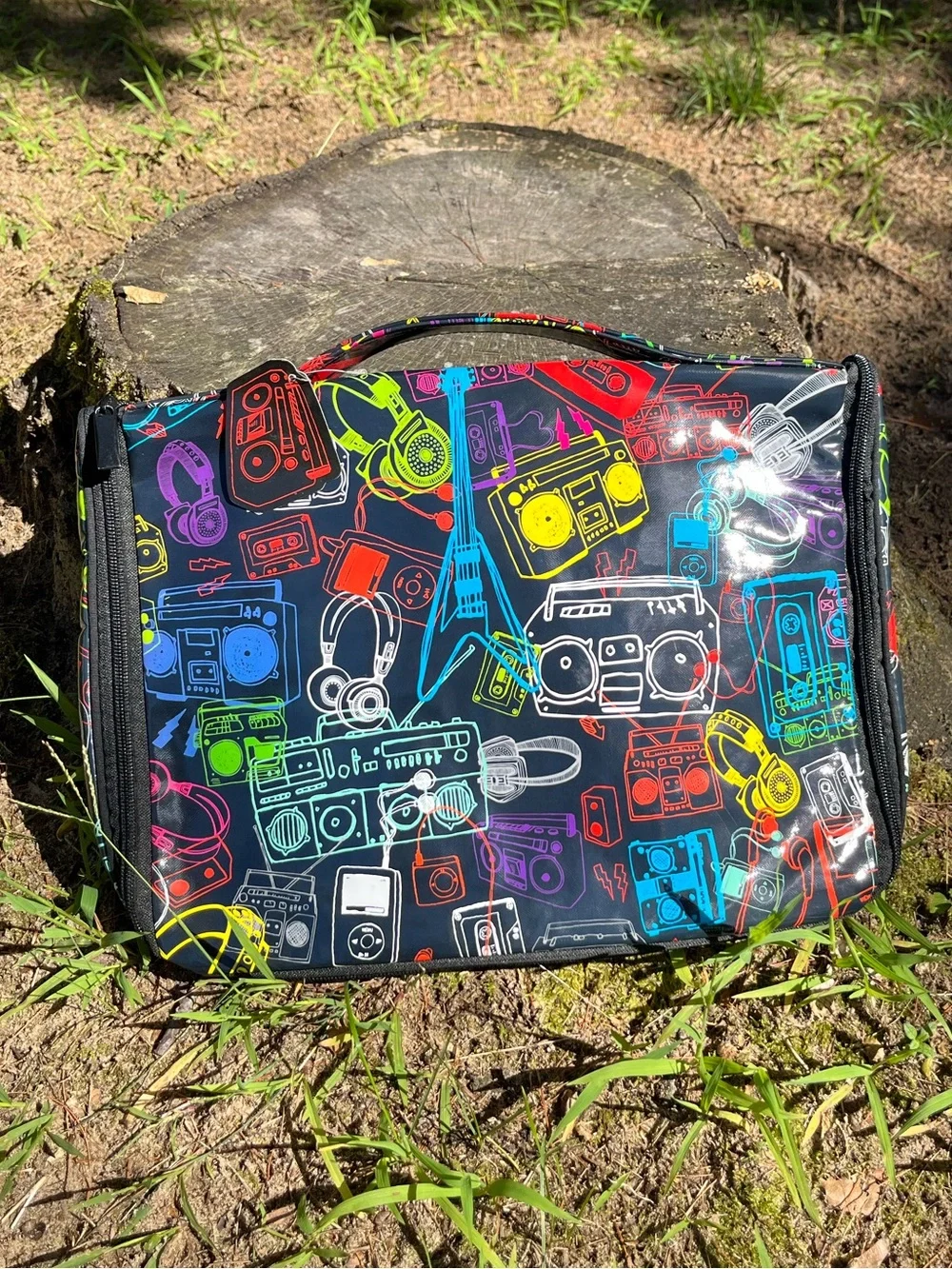 Y2K Paperchase Black Vinyl Laptop Tablet Tech Case Back To School Retro Boombox
